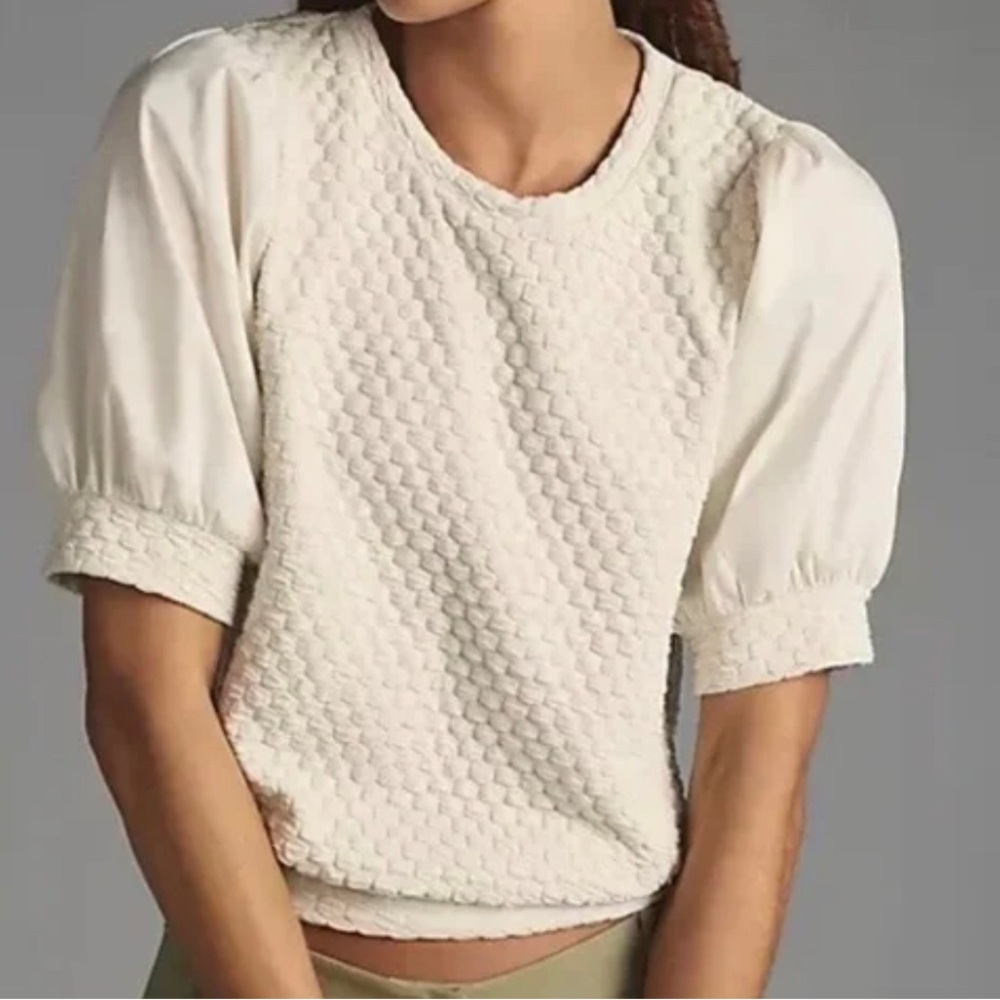 Anthropologie Porridge Puff Sleeve Blouse in Stone